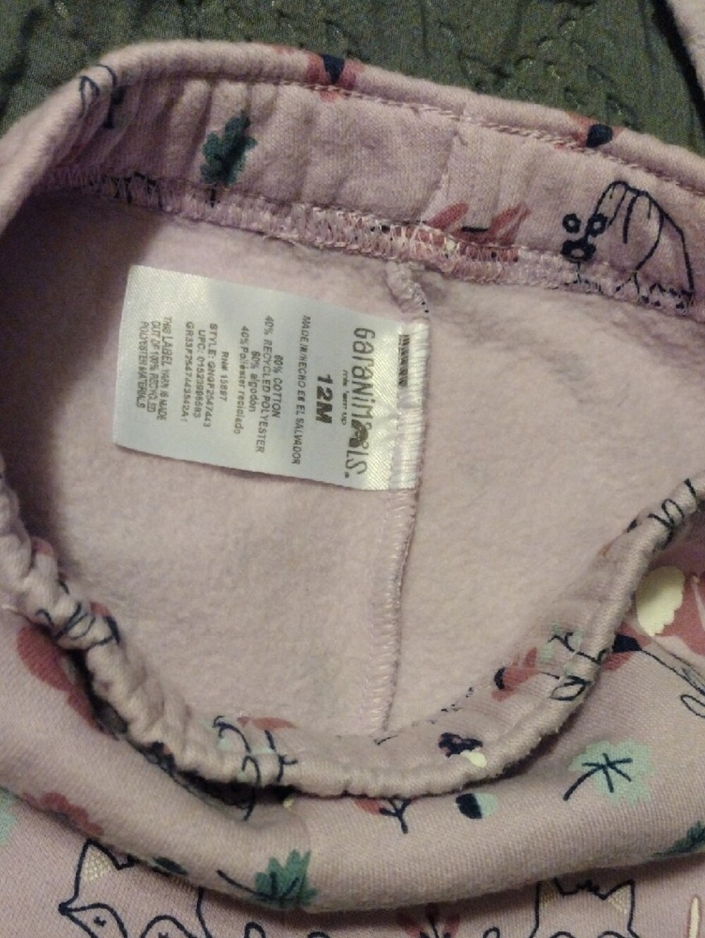 Lilac Baby Bodysuit and Fox Print Fleece Pants Set - Picture 4 of 13